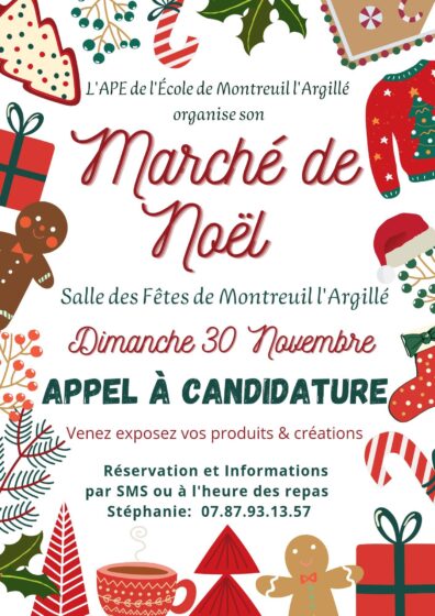 L&rsquo;APE de l&rsquo;Ecole de Montreuil l&rsquo;Argillé organise son Marché de Noël